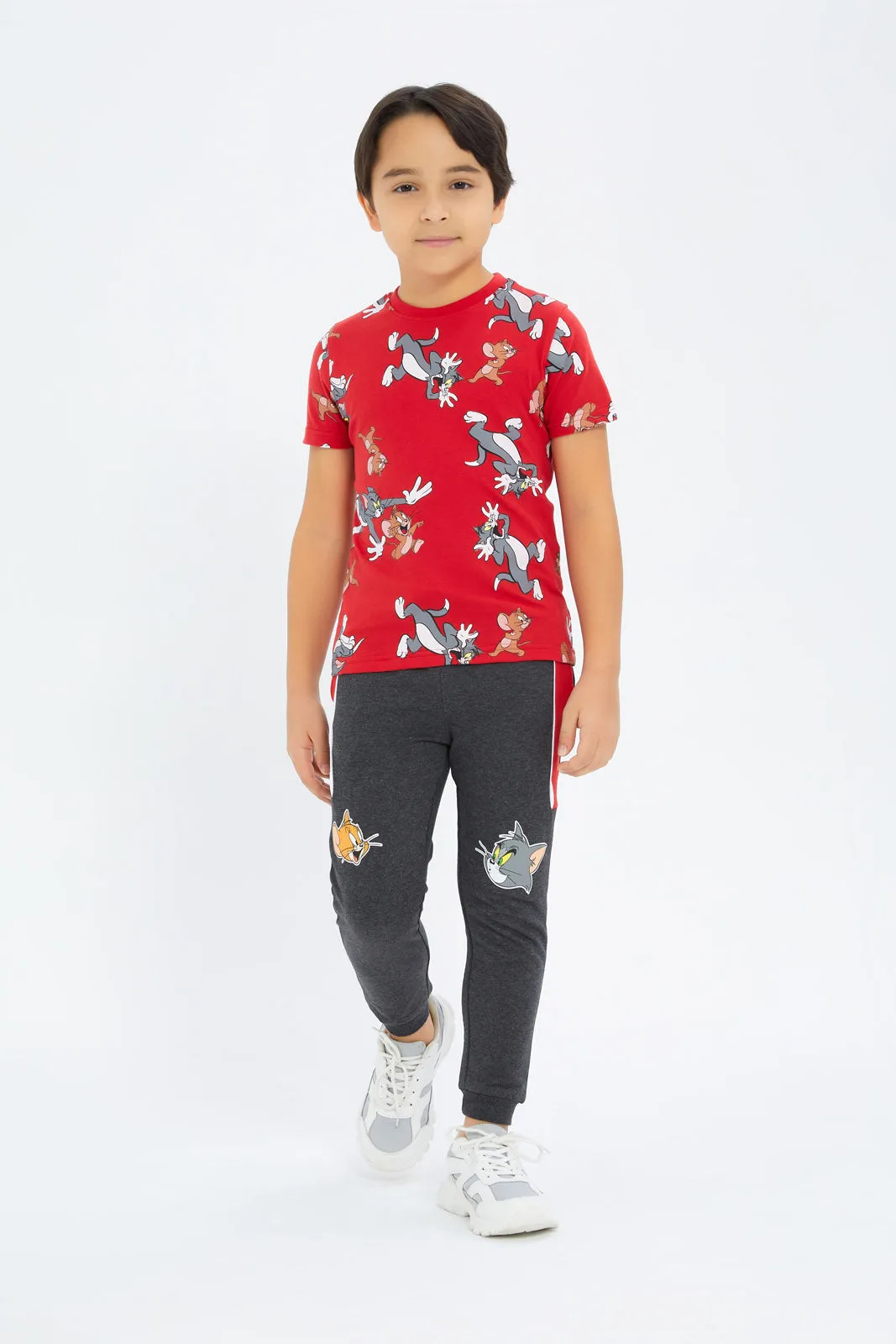 Boys Charcoal Tom And Jerry Jog Pants