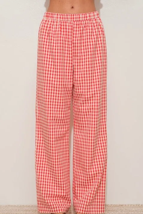 Effortless Pants Red/White Gingham