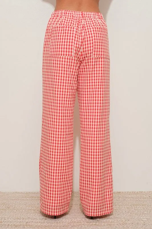 Effortless Pants Red/White Gingham