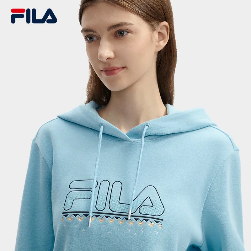 FILA CORE LIFESTYLE WHITE LINE GRENOBLE Women Hoodie (Light Blue)