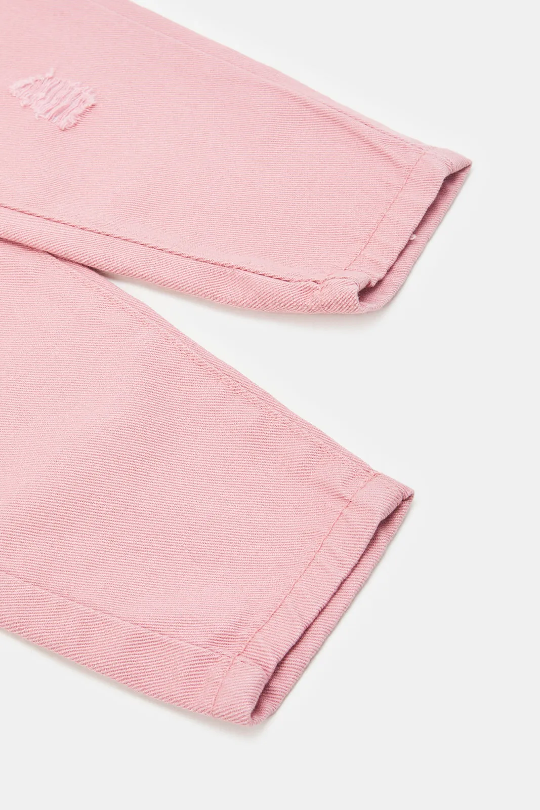 Girls Pink Solid Jeans