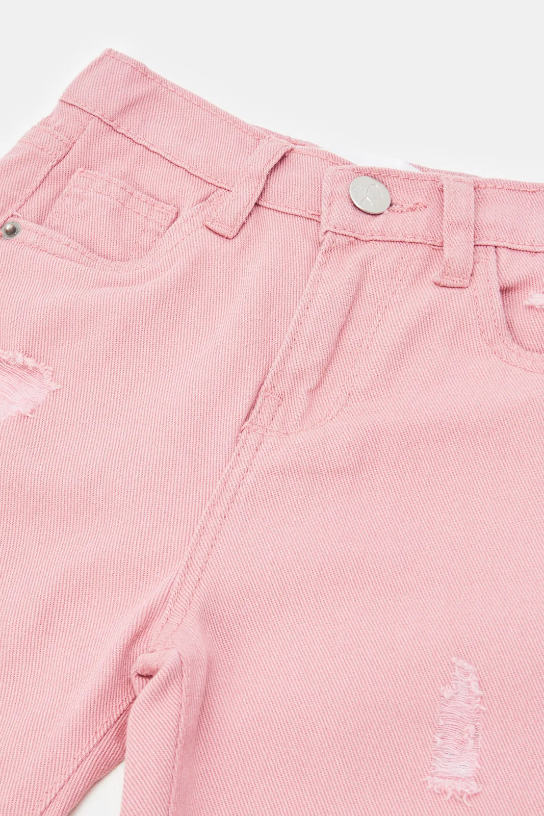 Girls Pink Solid Jeans