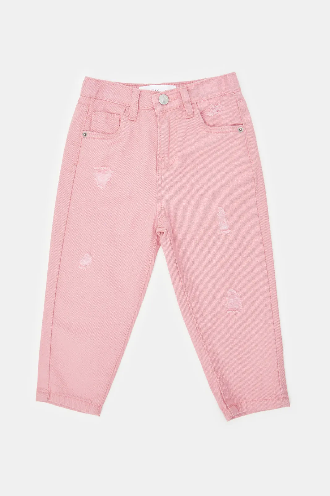 Girls Pink Solid Jeans