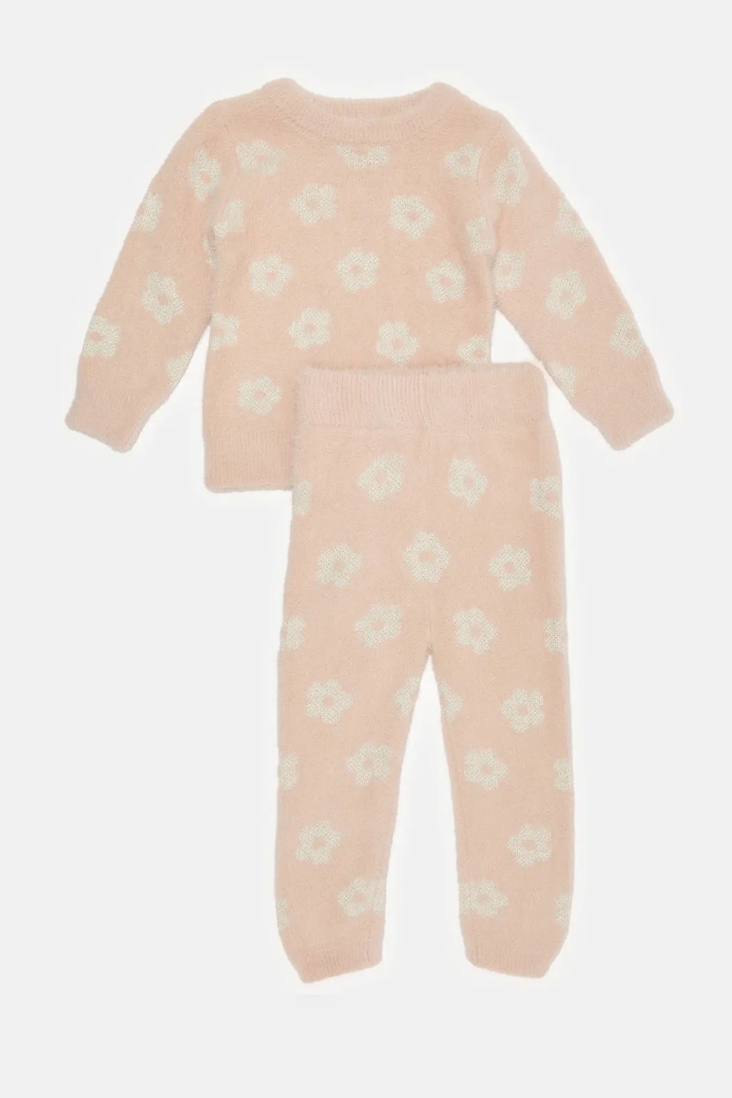 Infant Girls Pink Knitted Casual Set (2 Piece)
