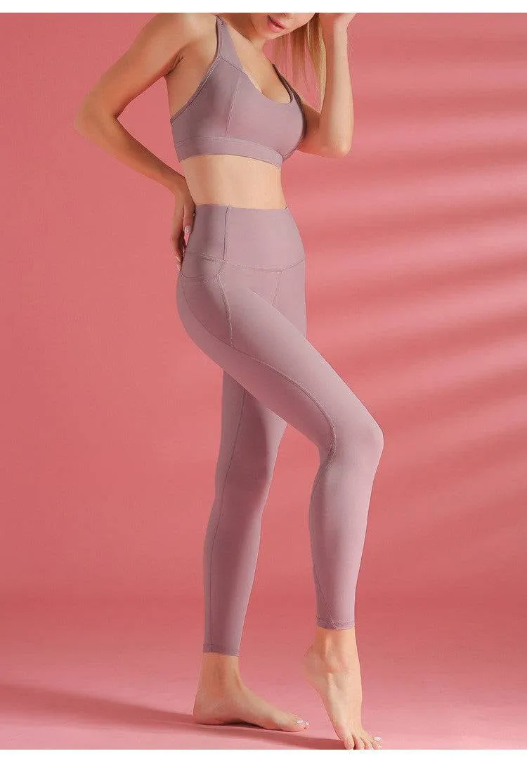 Lavender print FYD BASICS Sheer-n-Strappy Sports Bra