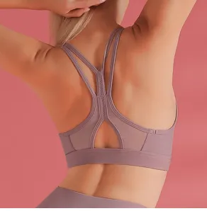 Lavender print FYD BASICS Sheer-n-Strappy Sports Bra