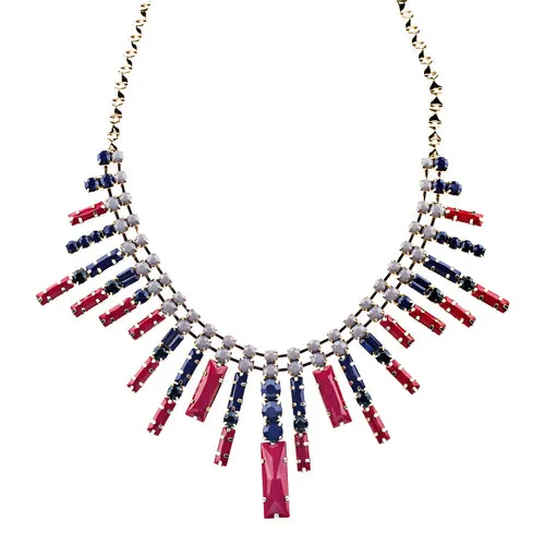 Modern Chic Trendy Dazzle Crystal Rhinestone Statement Jewelry Necklace Red