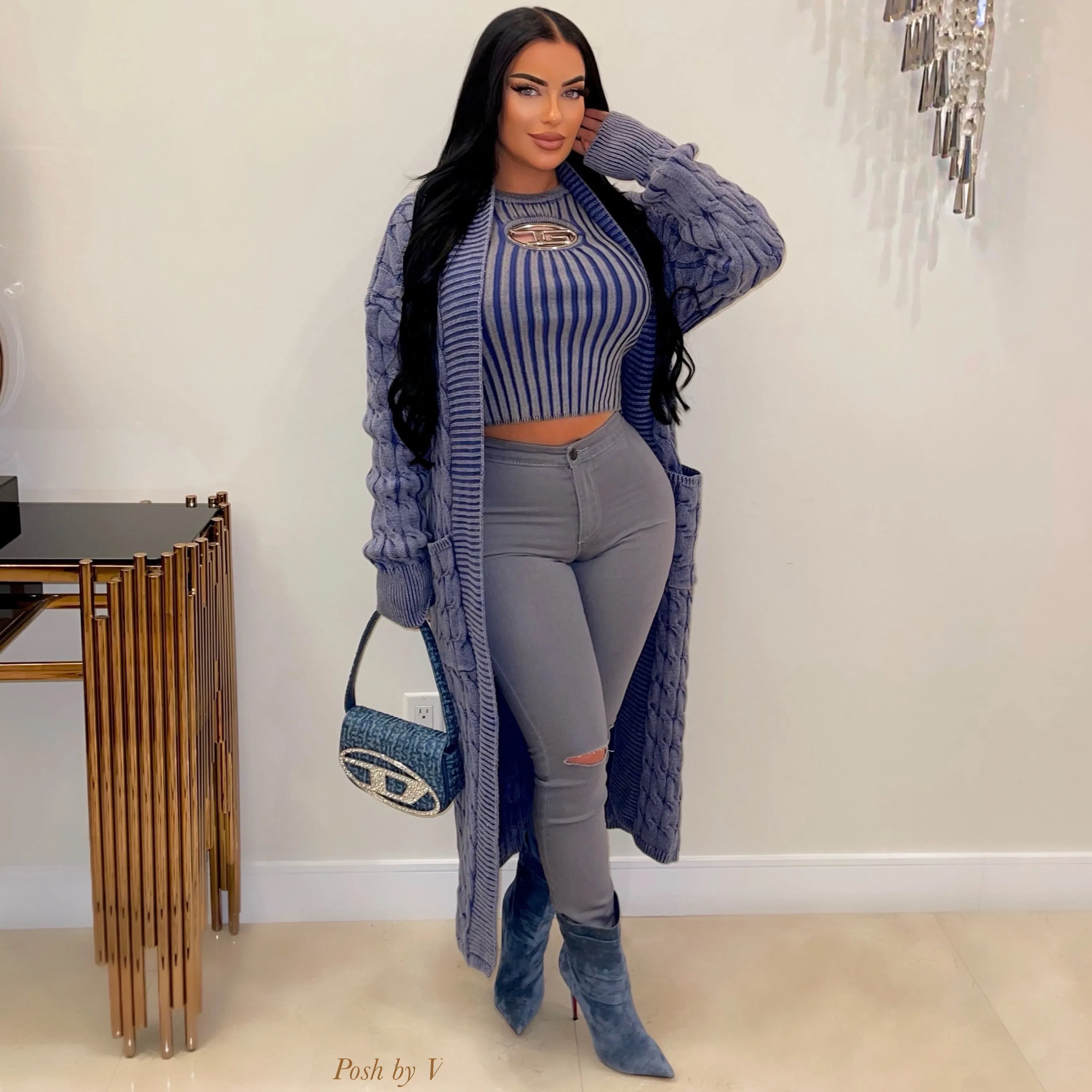 Sade slit Jeans (Grey)
