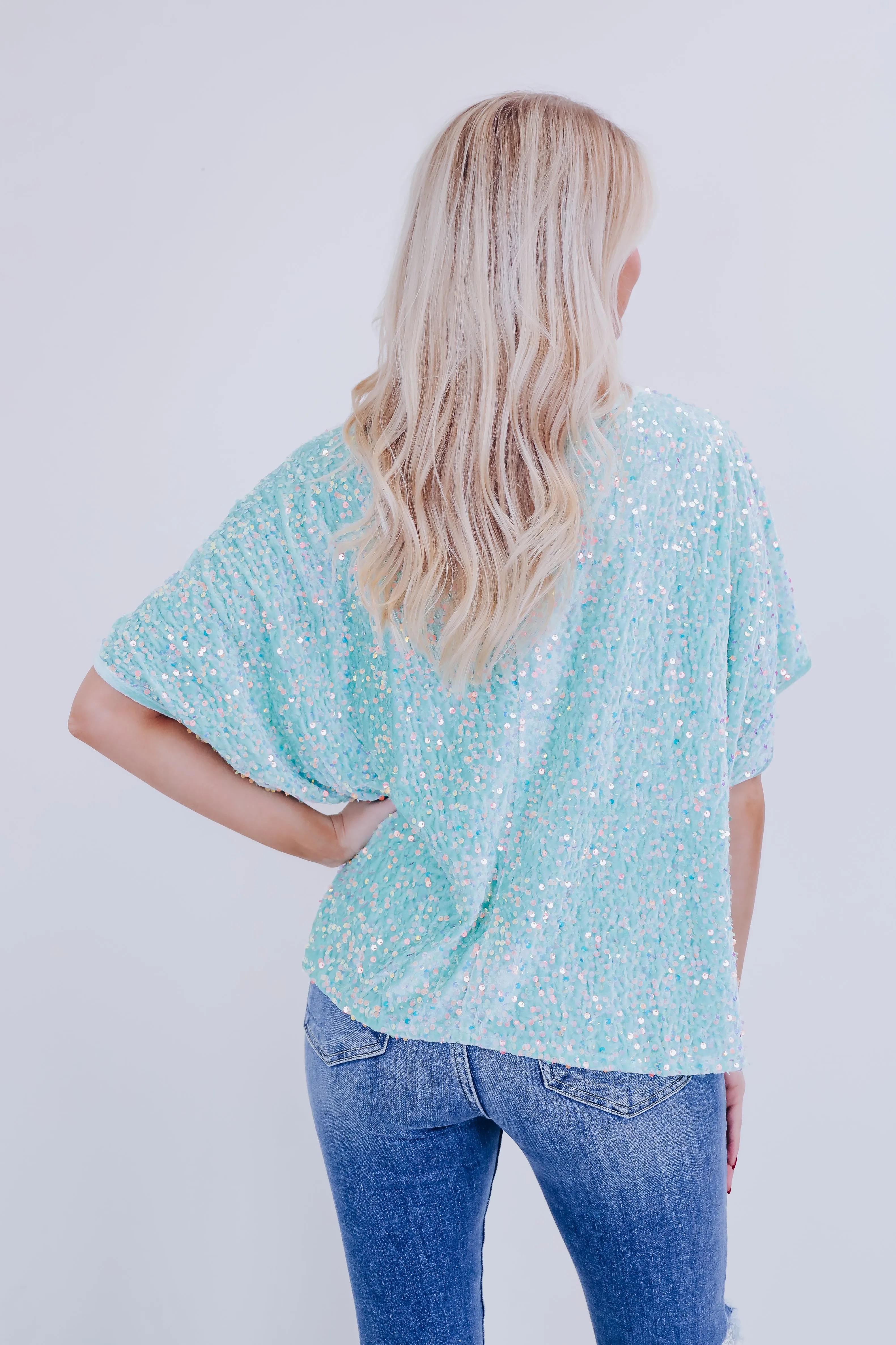 Sav Sequin N Velvet Top - Sage