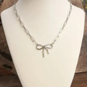 Silver Bow Necklace