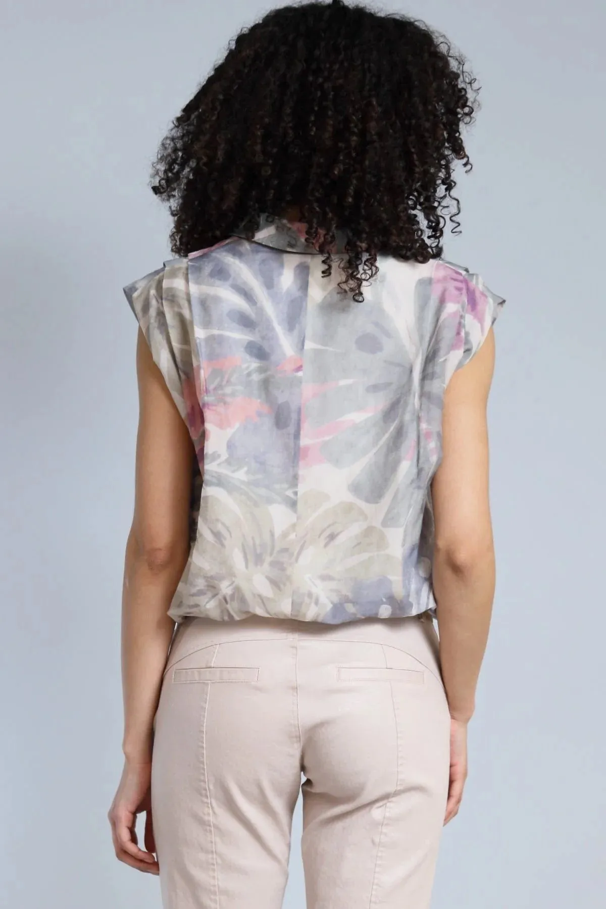 Sleeveless Button Down | Palm Leaf