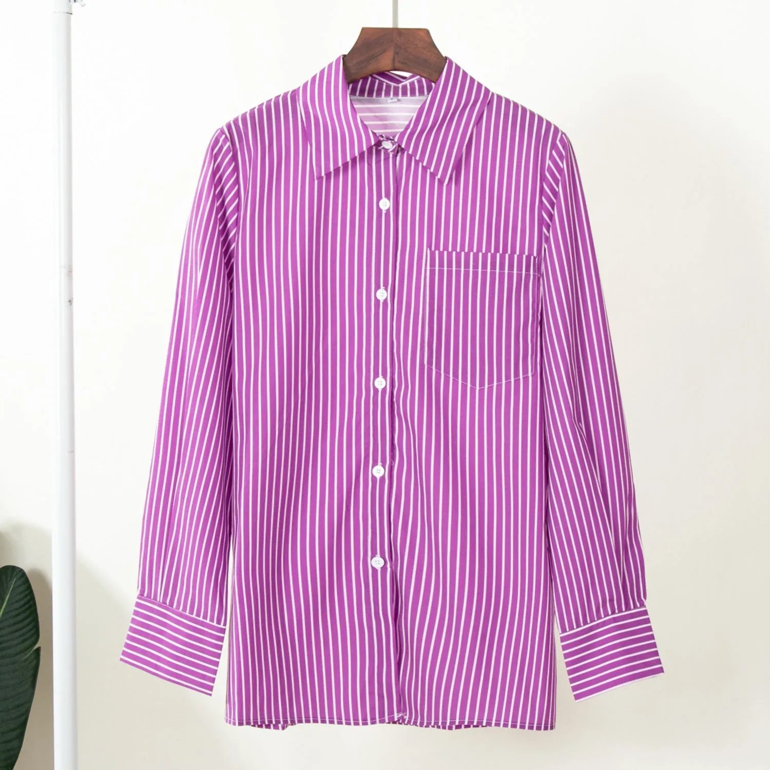 Solid Color Striped Shirt Summer Trendy Joker Loose Polo Striped Shirt