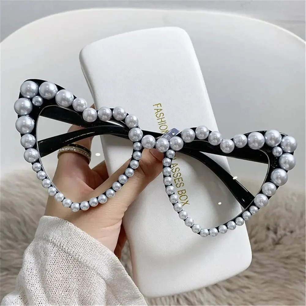 Trending Bling Eyewear Beach Party Glasses Pearls Sun Glasses Shades Heart Sunglasses