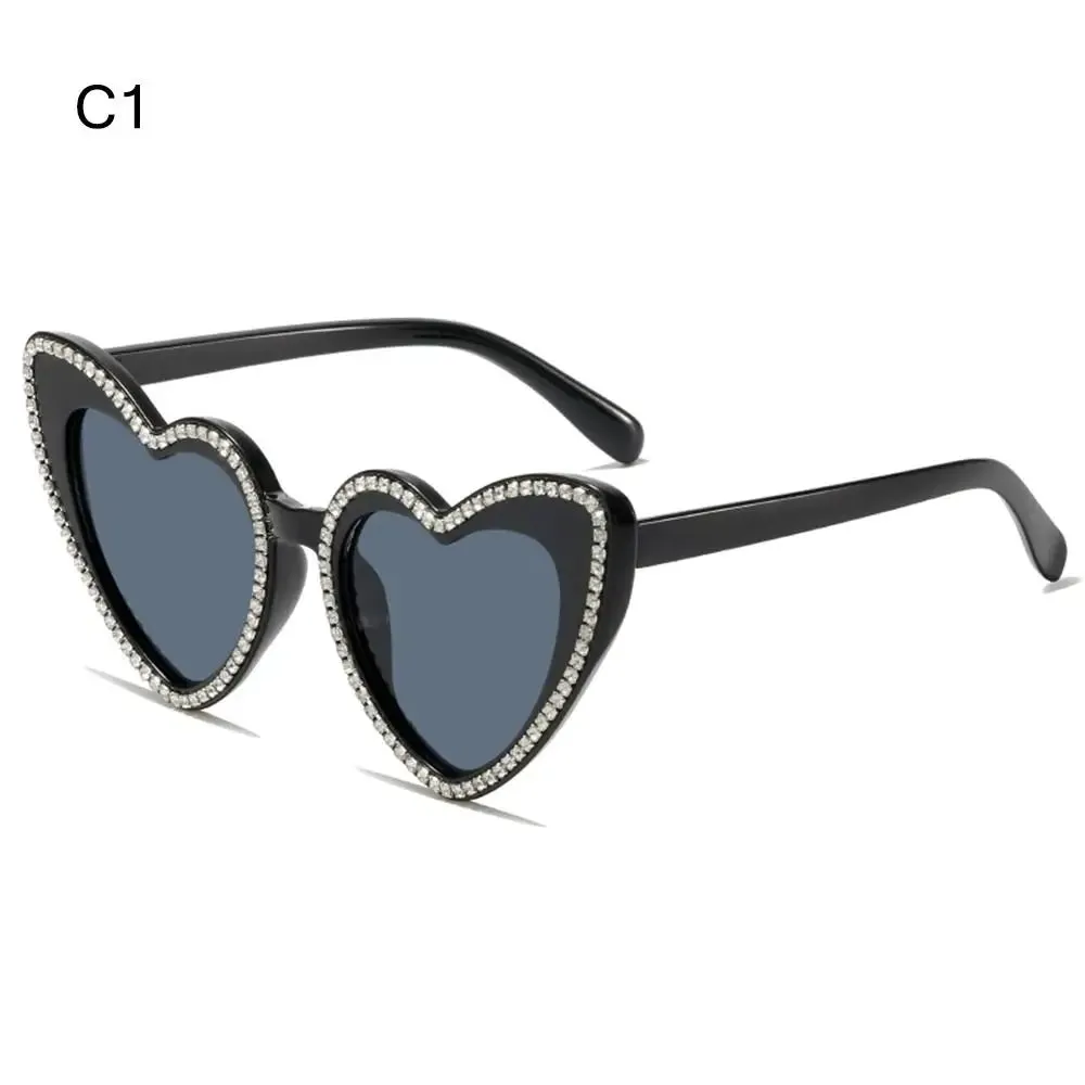 Trending Bling Eyewear Beach Party Glasses Pearls Sun Glasses Shades Heart Sunglasses