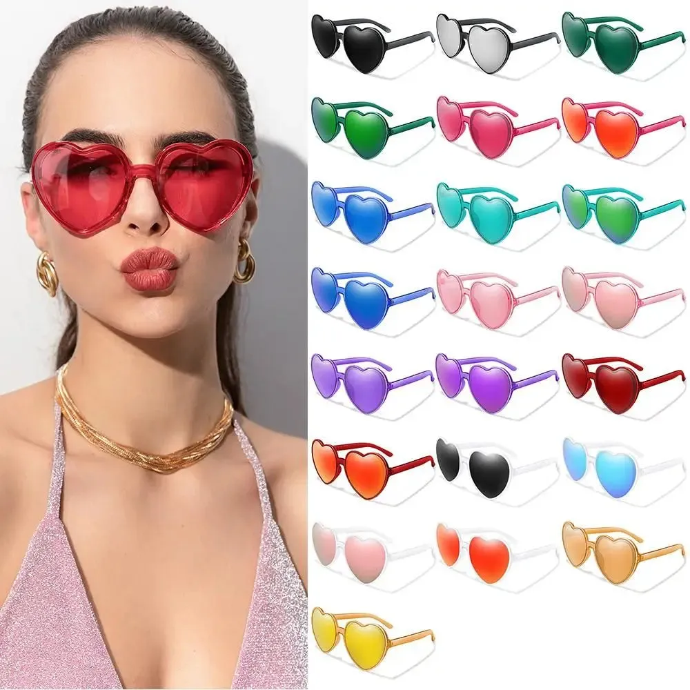 Trendy Heart Shaped Sunglasses for Women Party Cosplay Glasses UV400 Protection Eyewear Summer Beach Shades Cycling Sunglasses