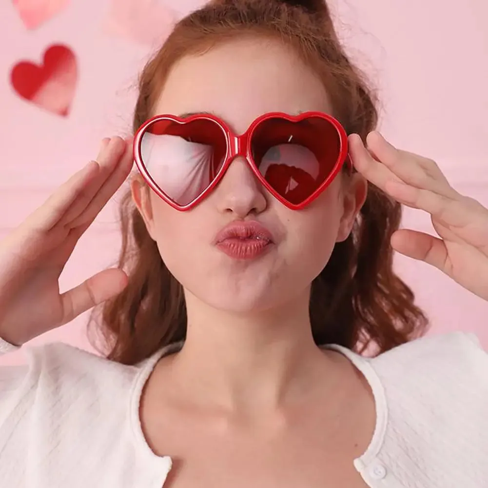 Trendy Heart Shaped Sunglasses for Women Party Cosplay Glasses UV400 Protection Eyewear Summer Beach Shades Cycling Sunglasses