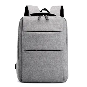 Trendy Oxford Front Double Zipper Designed Business BackPack-Ash