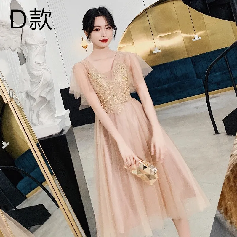 Women's bridesmaid dress temperament medium length wedding