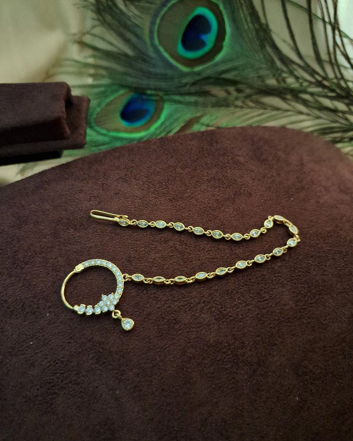 Zevarly Rajasthani Nose Pin Gold Plated