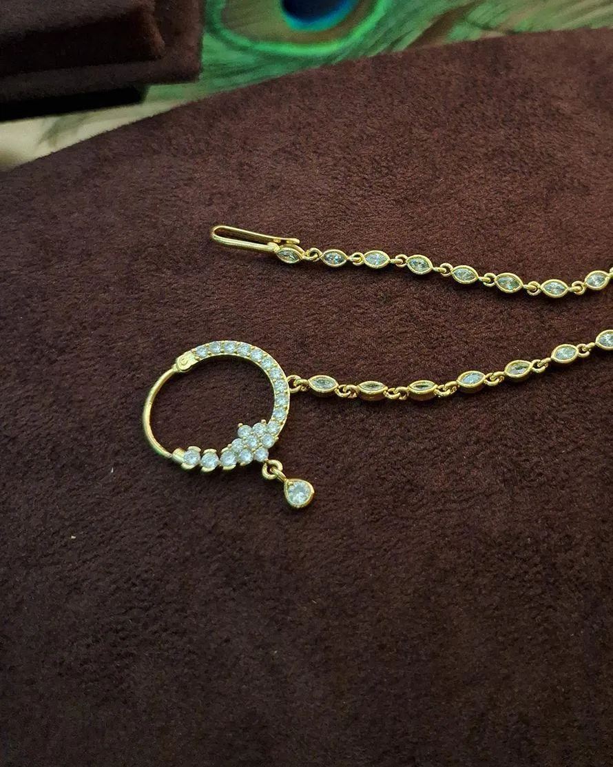 Zevarly Rajasthani Nose Pin Gold Plated